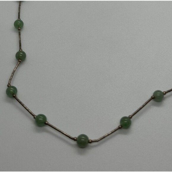 925 STERLING SILVER NEPHRITE NECKLACE - Picture 2 of 9